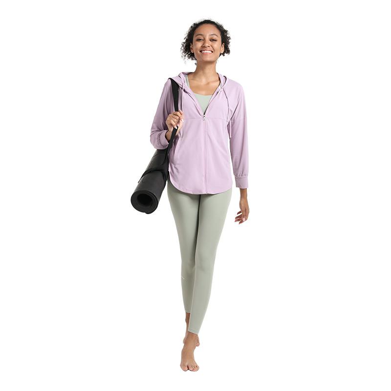 Sudadera con capucha de yoga con cremallera para mujer